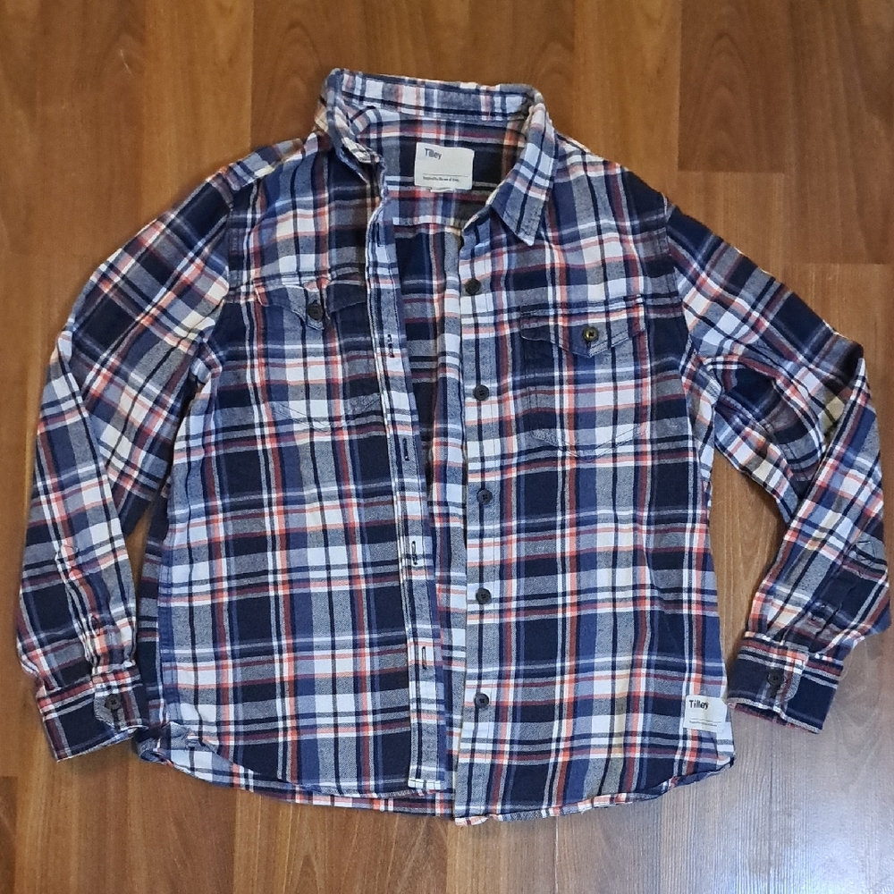 Tilley Navy Plaid Button-Down Shirt